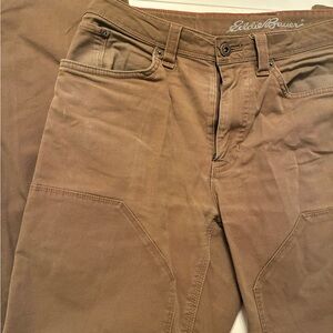 Eddie Bauer Brown Canvas Casual Pants with Red Stitching